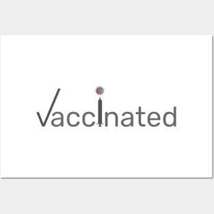 Vaccinated vaccine injector and virus Gray Red Posters and Art